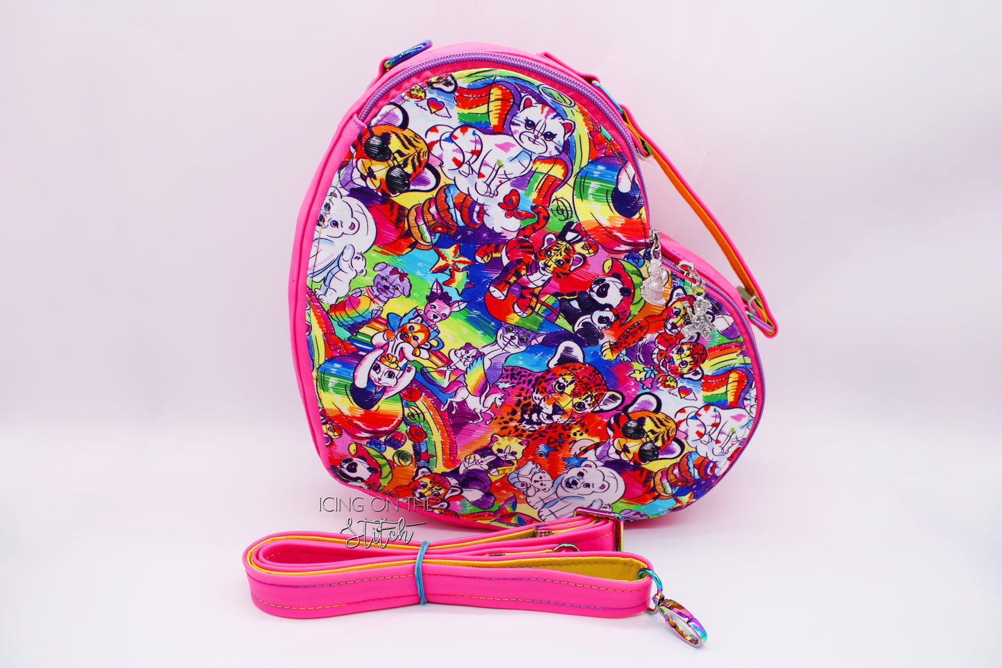 Neon Animal Friends Heart Shaped Crossbody Bag
