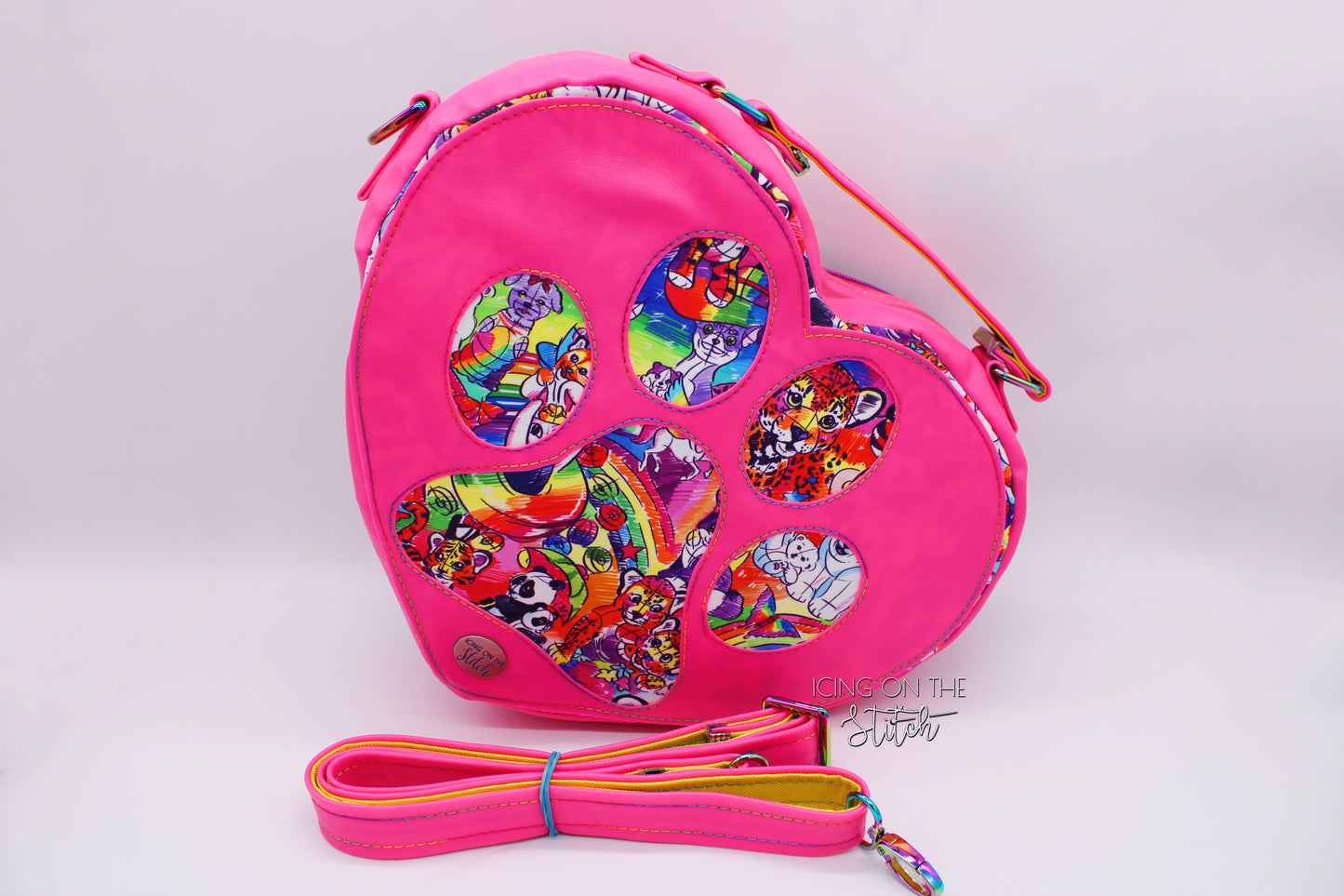 Neon Animal Friends Heart Shaped Crossbody Bag