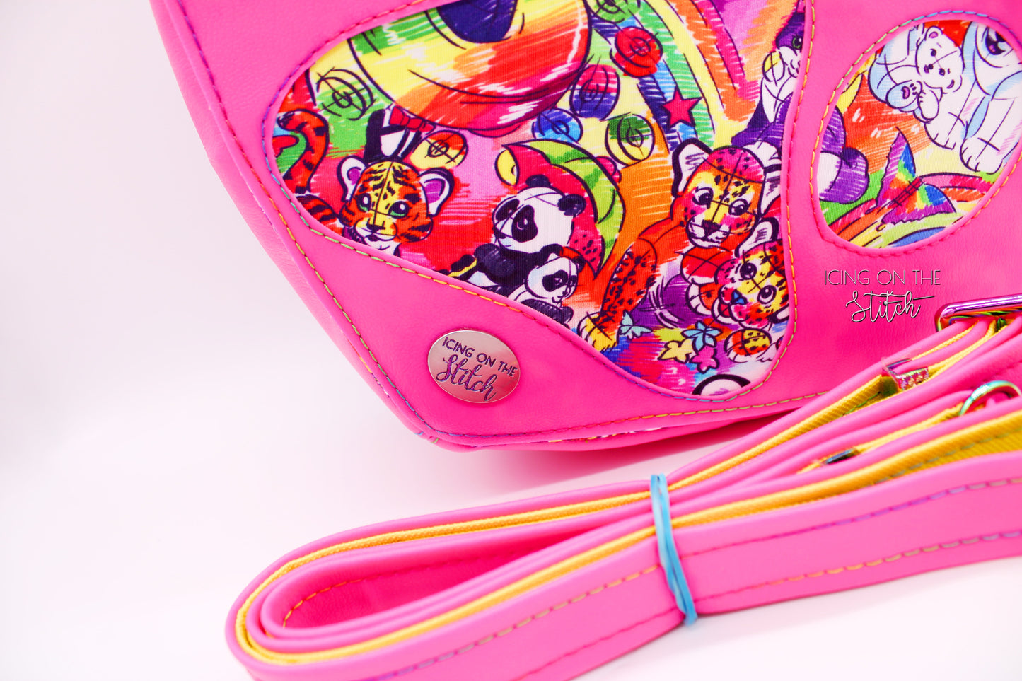 Neon Animal Friends Heart Shaped Crossbody Bag