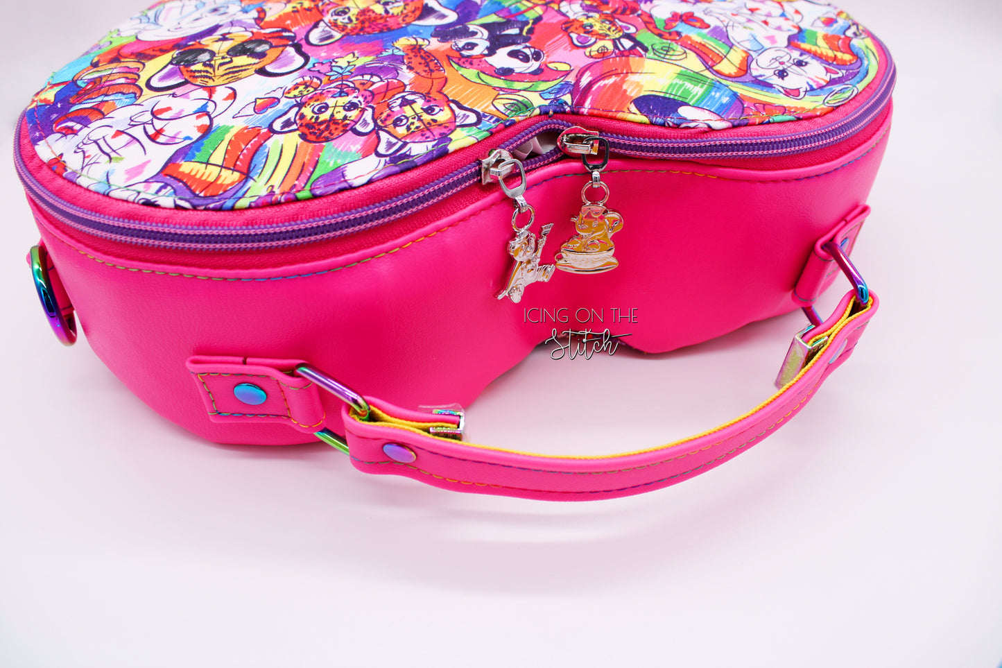 Neon Animal Friends Heart Shaped Crossbody Bag