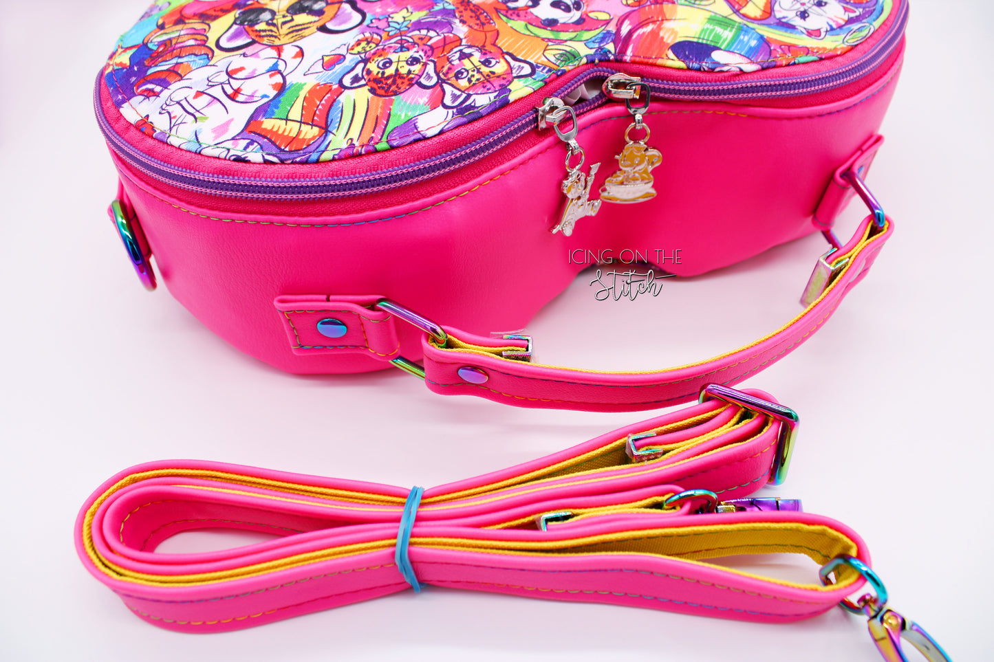 Neon Animal Friends Heart Shaped Crossbody Bag