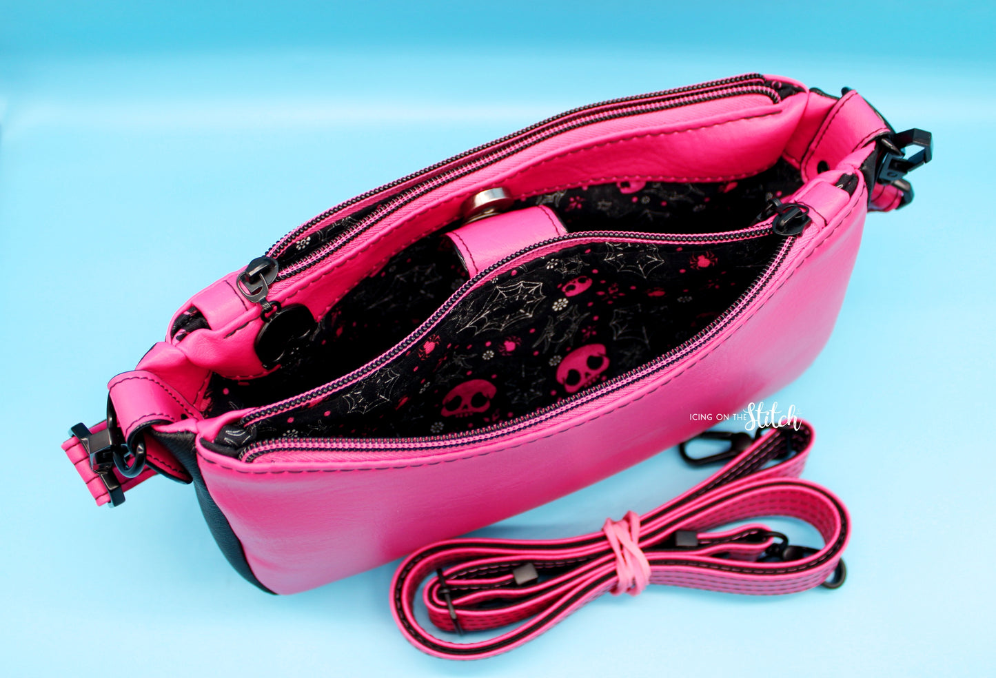 Black and Pink Gothic Aries Crossbody