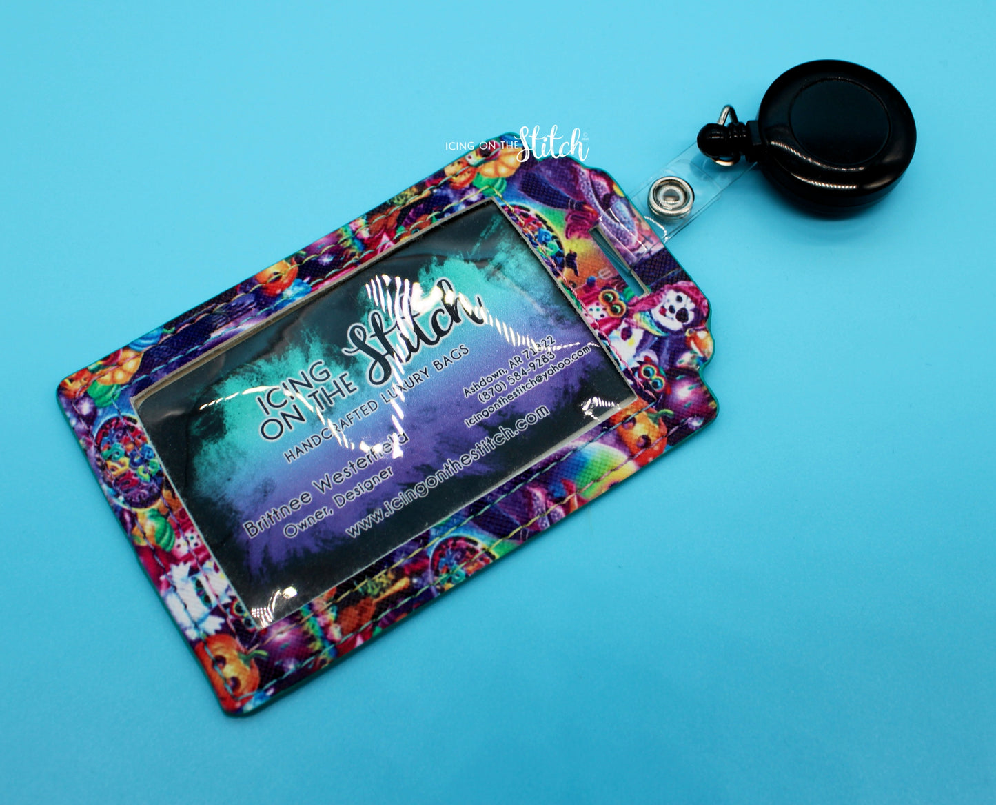 Neon Animals ID Holder with Teal Edge