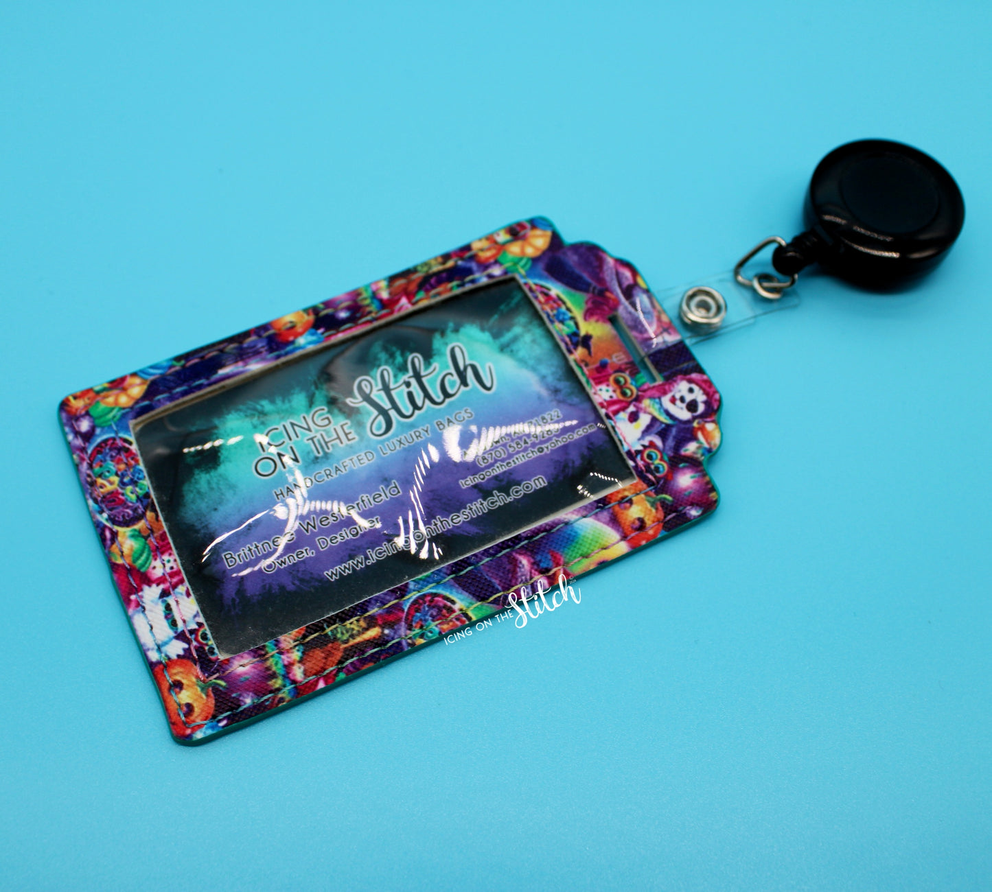 Neon Animals ID Holder with Teal Edge