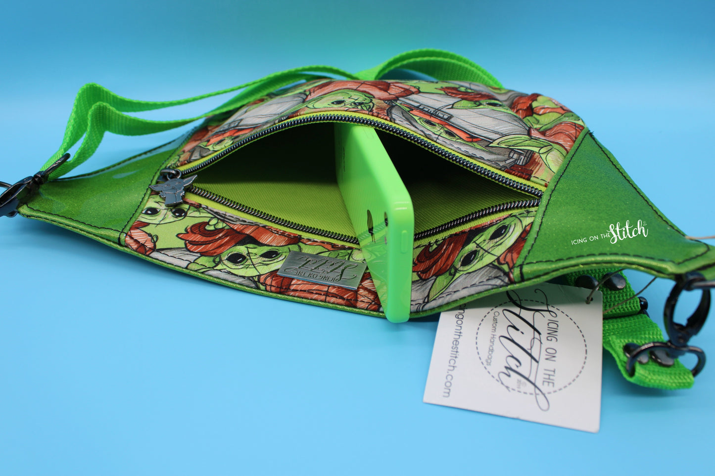 Baby Y Waist Pack with Green Glitter