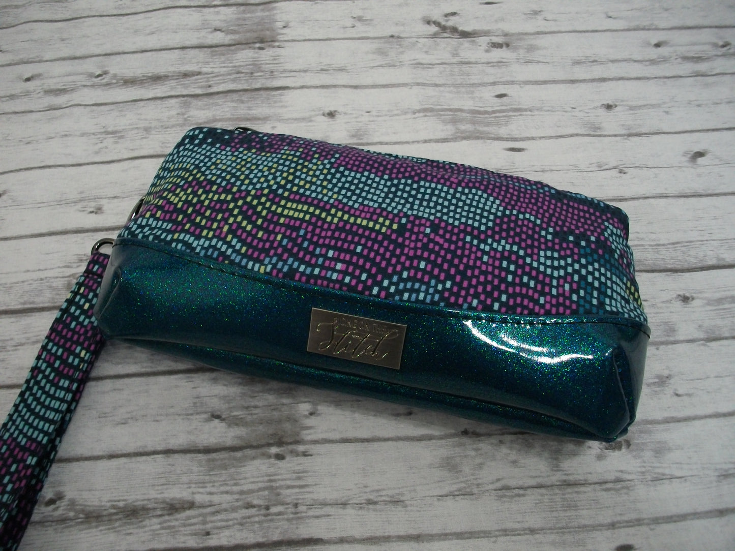 Pixels on Teal Wristlet
