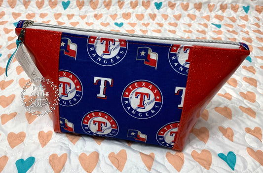 Texas Rangers Red Glitter Peek A Boo Makeup Bag