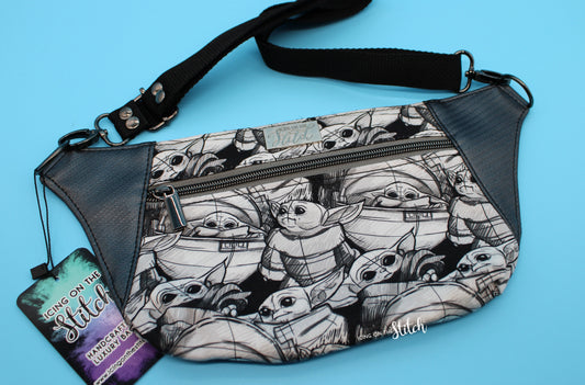 Baby Yoda Black and White Waist Pack